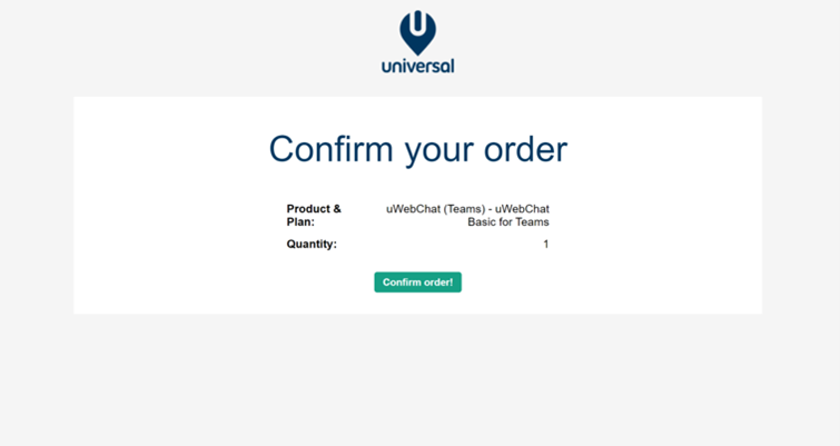 uWebChat order confirmation